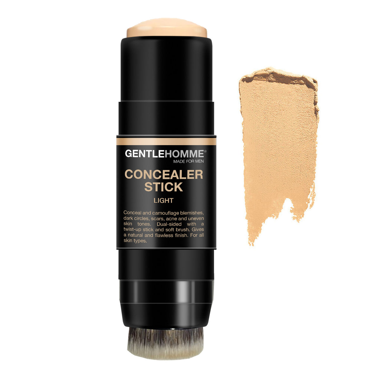 Men's Concealer Stick with Brush - Acne Blemish Coverage, 4 Shades Matte Finish