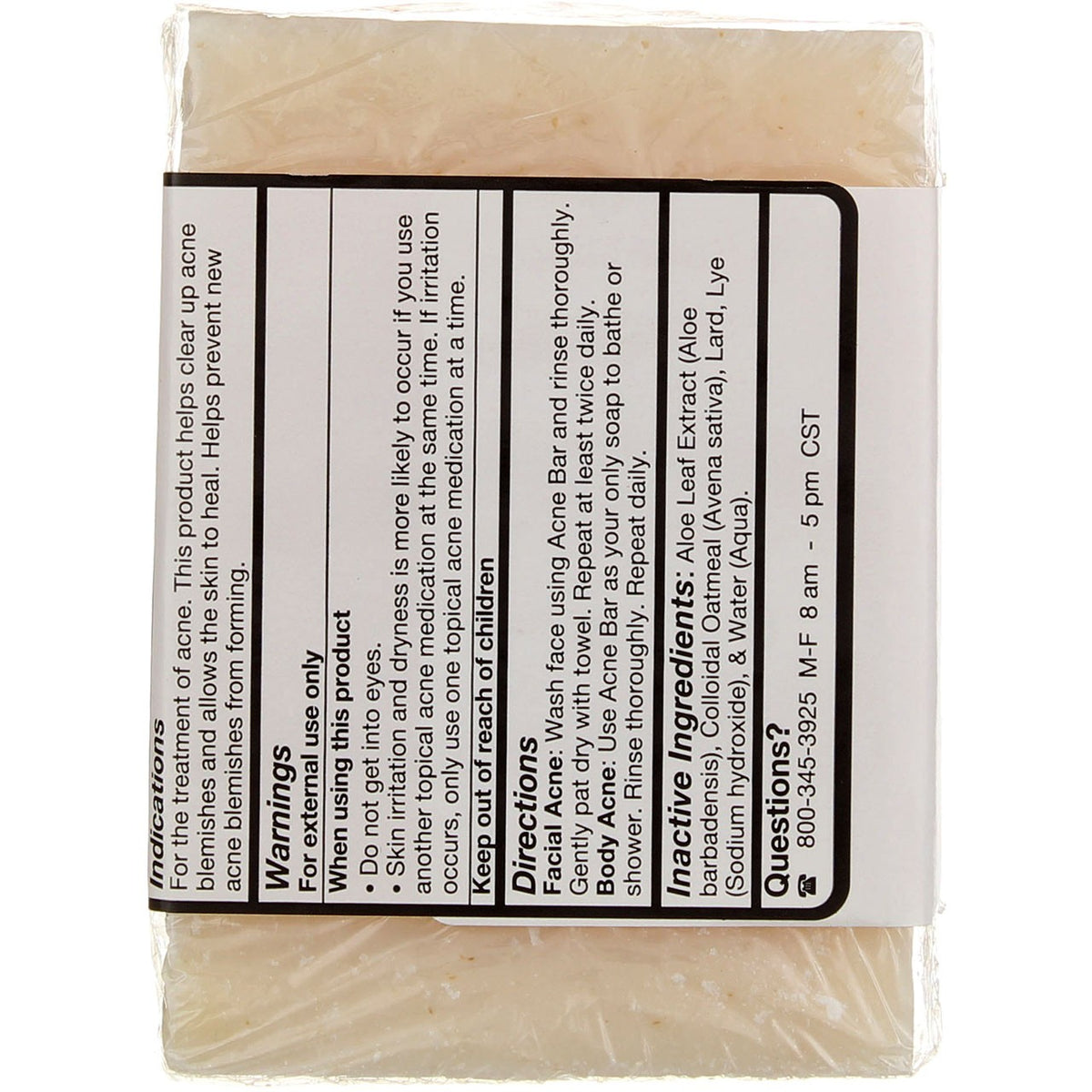 Natural Acne Bar for Normal Skin - Clear Blemishes & Oil Control - 4 oz Pack of 3