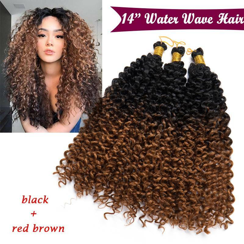 Hair Extensions Pre-Cilled Water Wave Crochet Braids Ombre 8-14 Inch