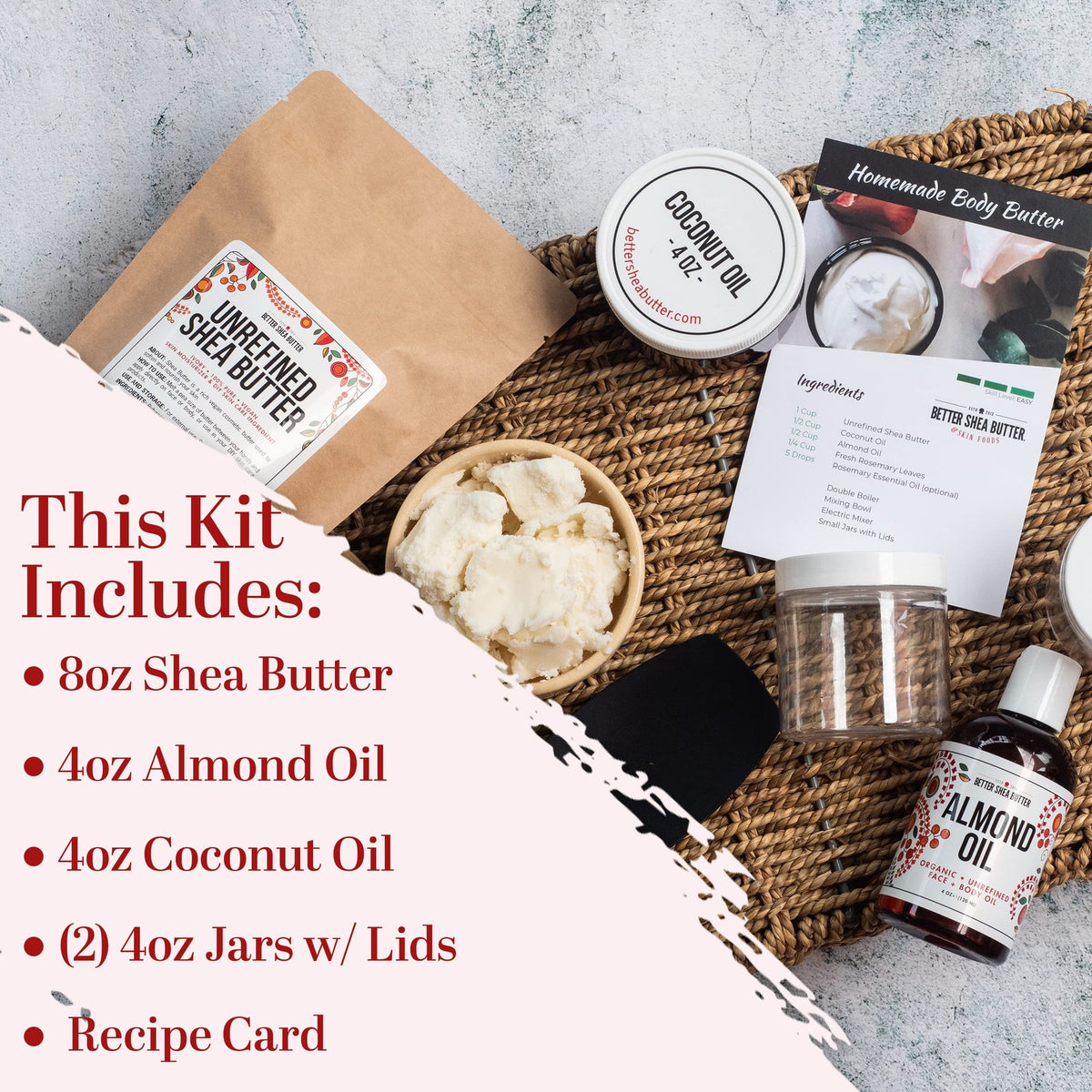 Shea Butter Body Making Kit - DIY Natural Skin Care Set with 6 Pieces