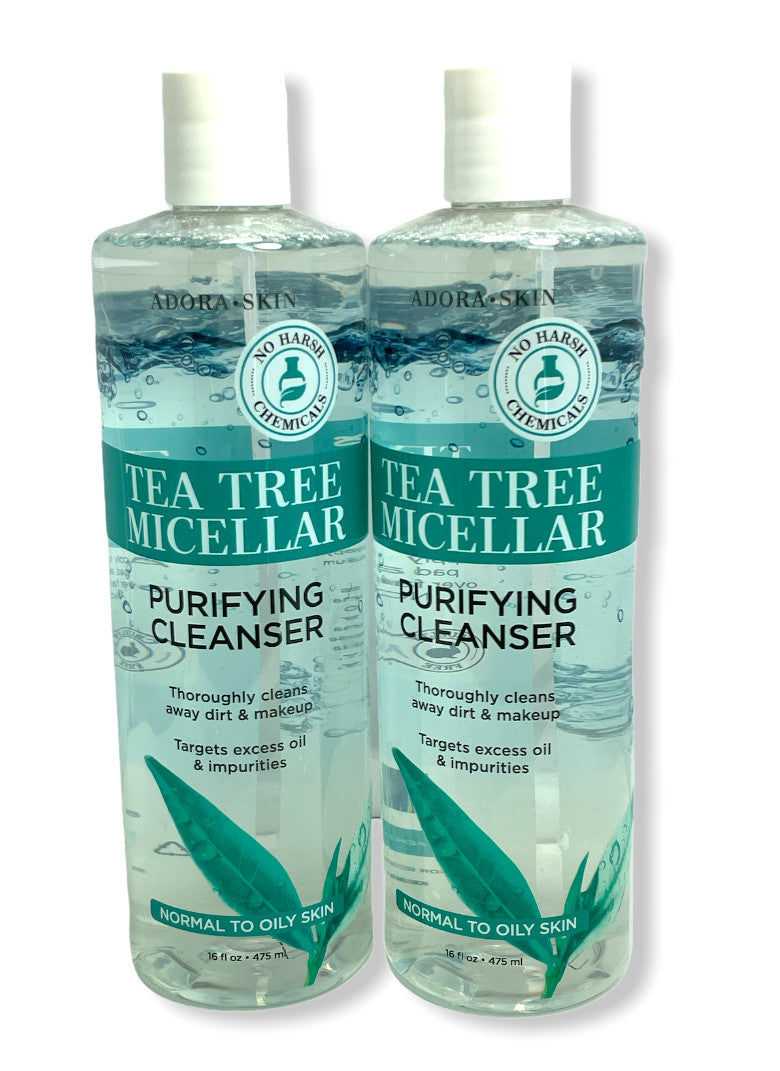 Tea Tree Micellar Facial Cleanser for Normal & Oily Skin - 16oz Pack of 2