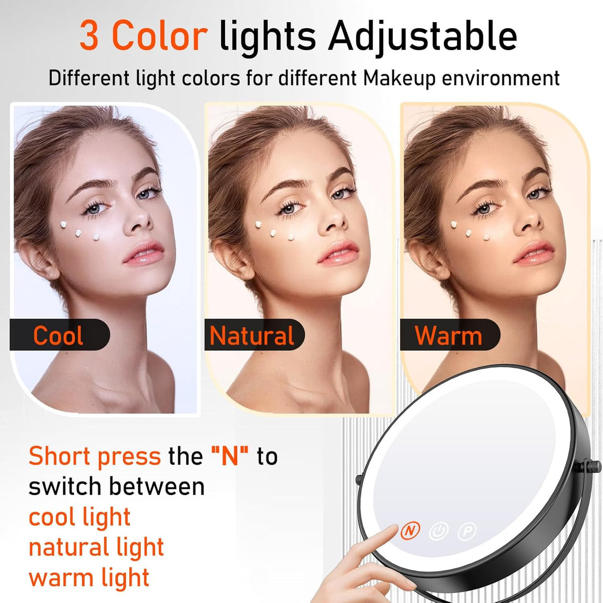 Lighted Makeup Mirror with 20X Magnification and Adjustable Brightness
