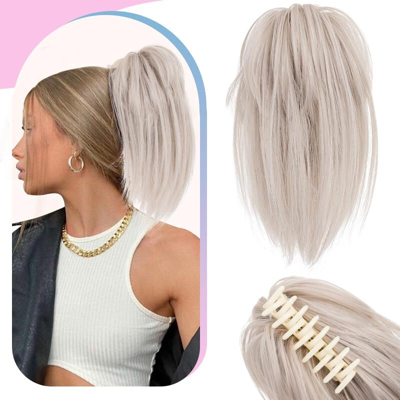 Natural Clip-On Messy Bun Hair Piece Claw Clip Hair Extension for Weddings