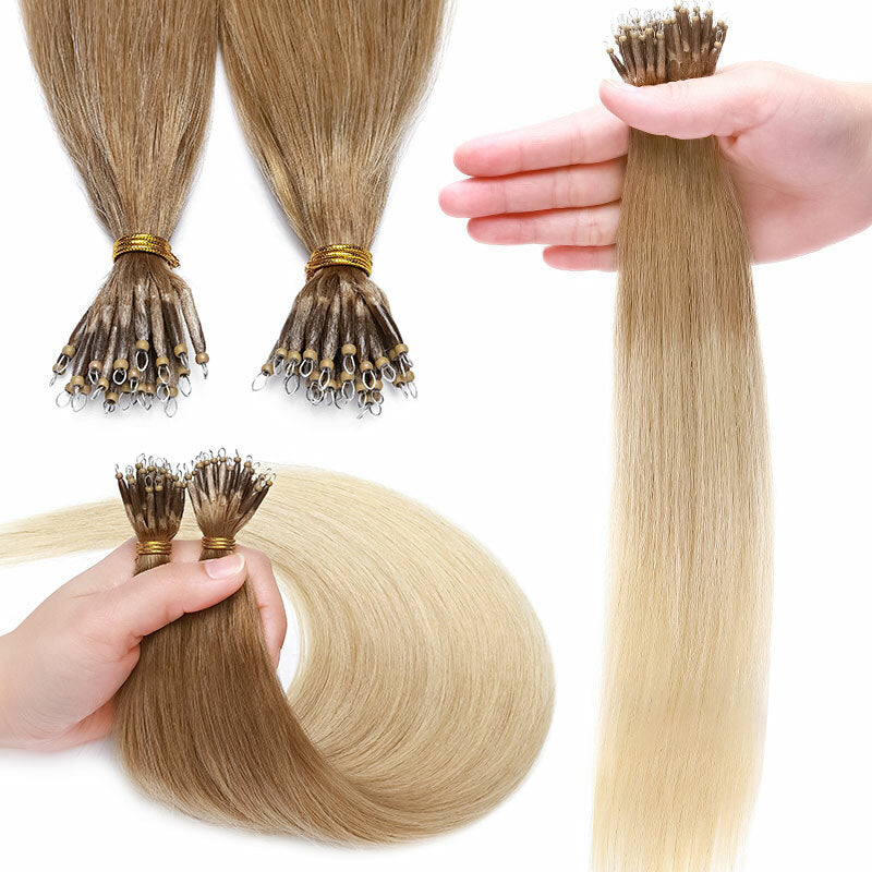 Nano Loop Human Hair Extensions Micro Beads Thick Real Remy Hair 16-22in