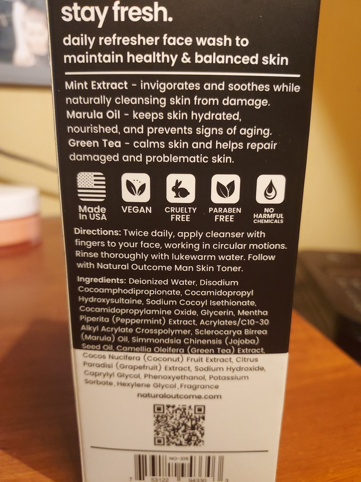 Natural Outcome Manskin Mint & Marula Facial Cleanser 8 oz - Stay Fresh & Clear