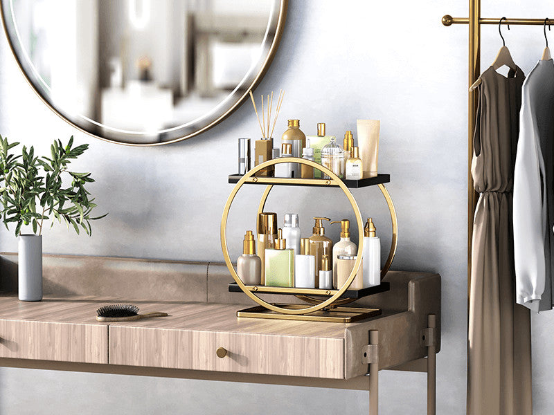 2-Tier Makeup Organizer for Vanity and Bathroom Countertop Storage