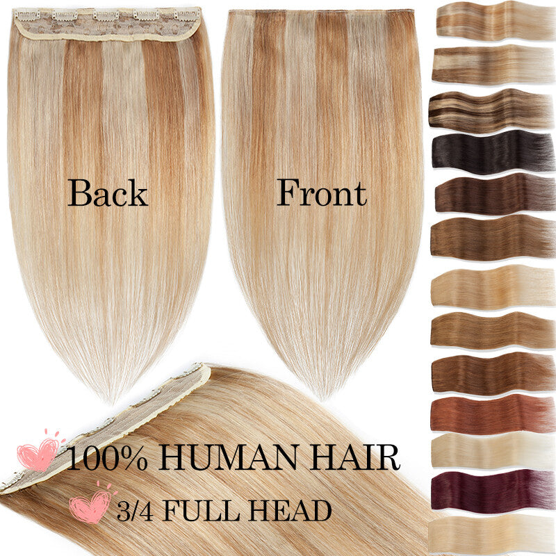 Remy Human Hair Clip-In Extensions Full Head Weft - Thick & Natural Look