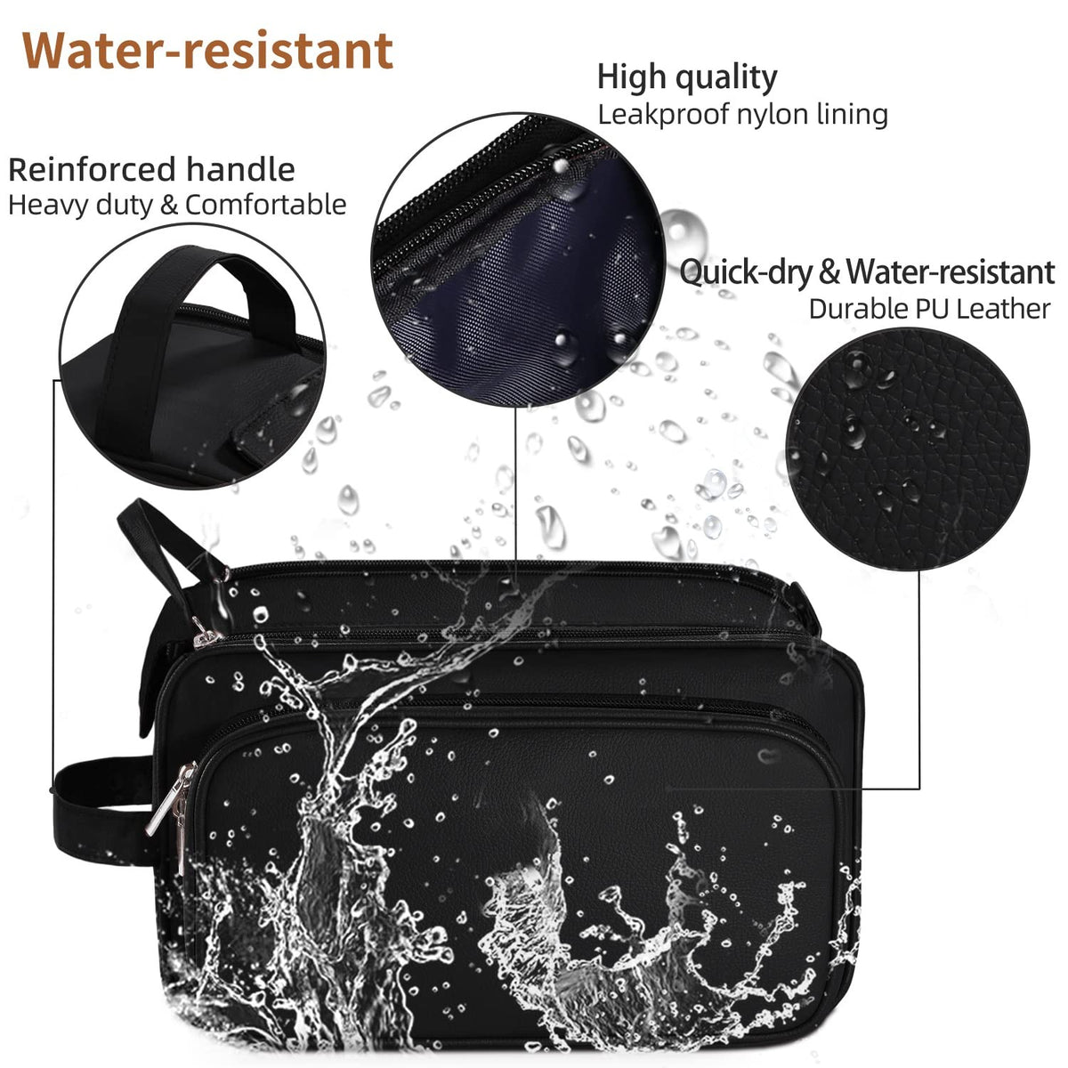 Extra Large Travel Toiletry Bag for Men – Water-Resistant PU Dopp Kit