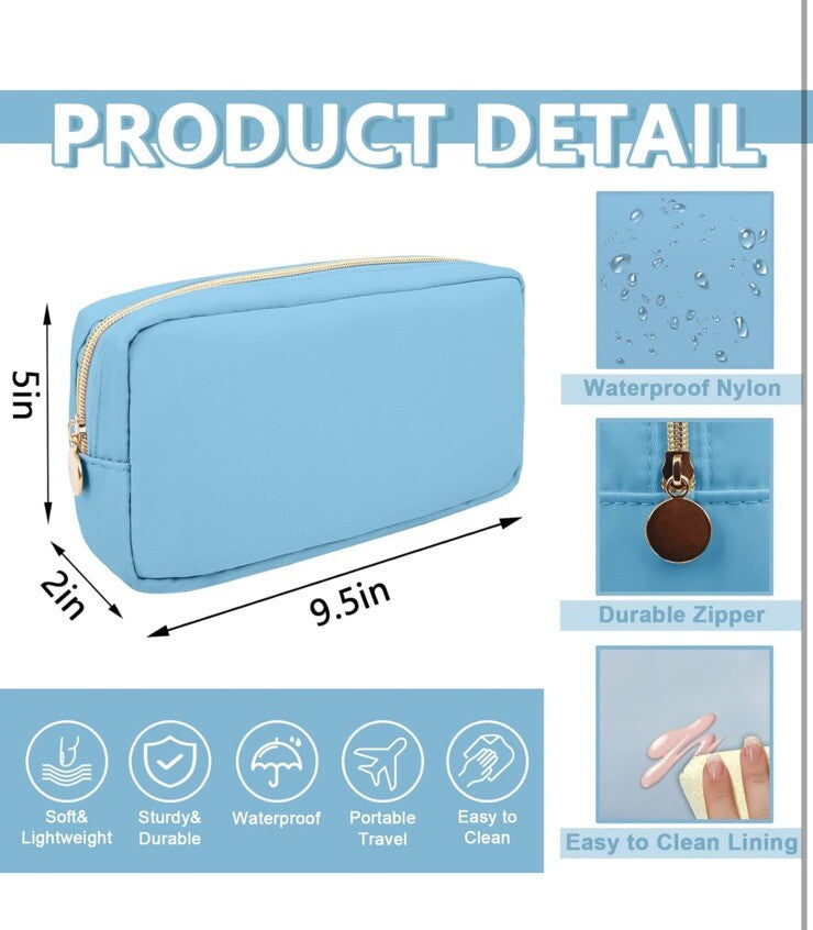Waterproof Nylon Cosmetic Bag Makeup Pouch Toiletry Organizer - Blue