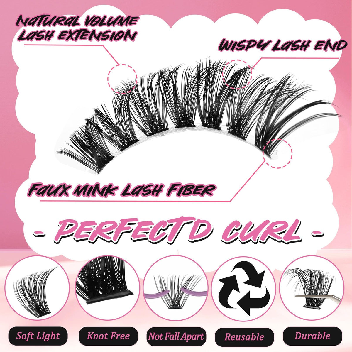 DIY Lash Extension Kit with 640 Clusters, Lash Bond & Seal, Tweezers