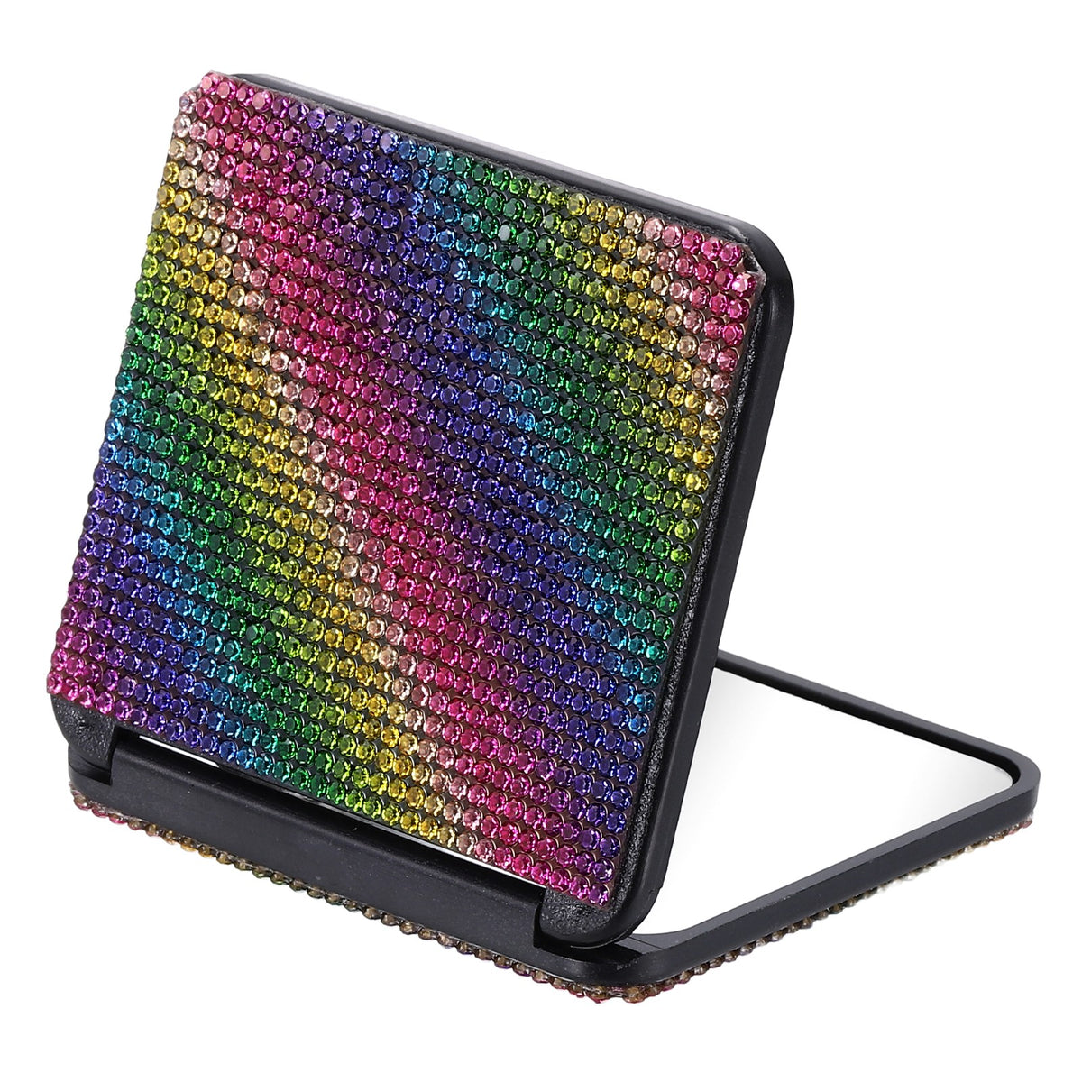Rhinestone Double-Sided Compact Mirror - Foldable Pocket Makeup Mirror