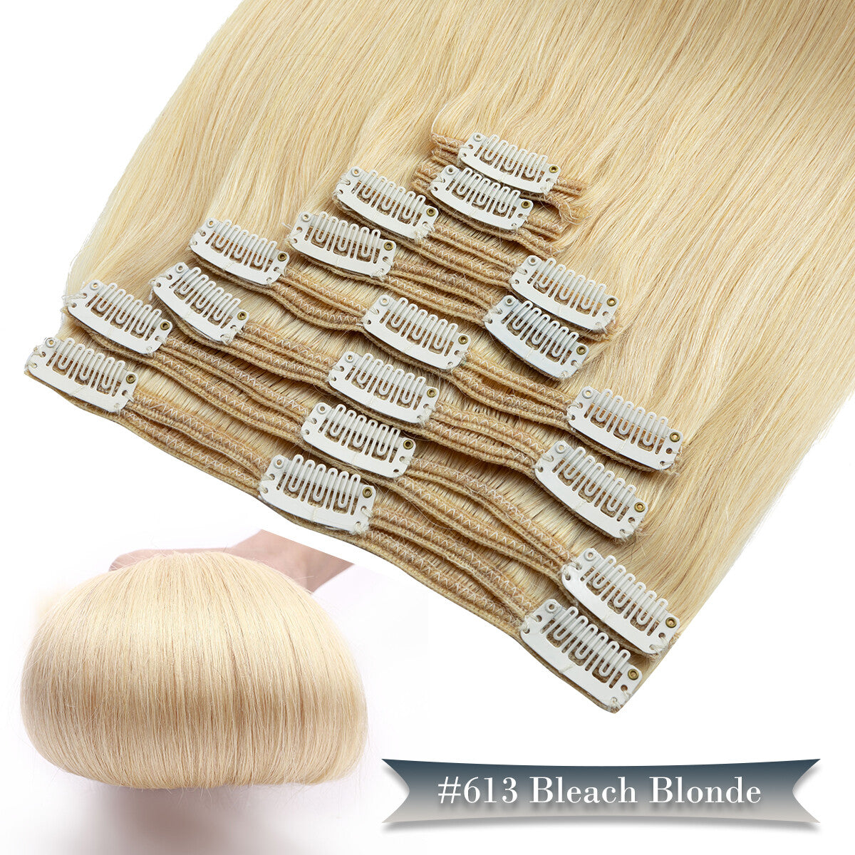 Double Weft Clip-In Human Hair Extensions Full Head - Thick & Tangle-Free