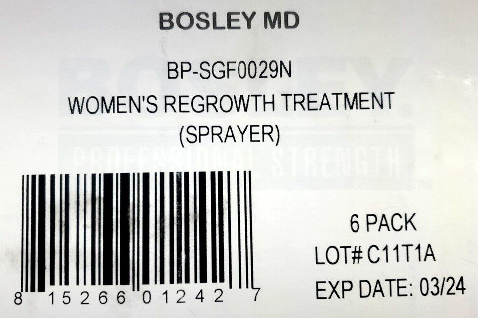 Bosley Women's Hair Regrowth Spray 2% - 6 Pack