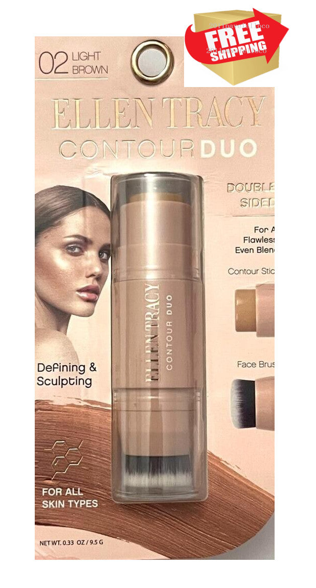 Light Brown Contour Duo Double Sided Face Stick & Brush Set - Defining & Sculpting