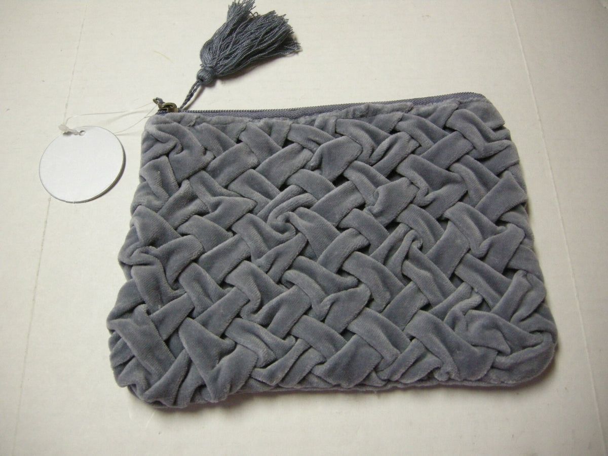 Gray Velvet Makeup Bag - 8x6 Inch Cosmetic Storage Pouch with Zipper