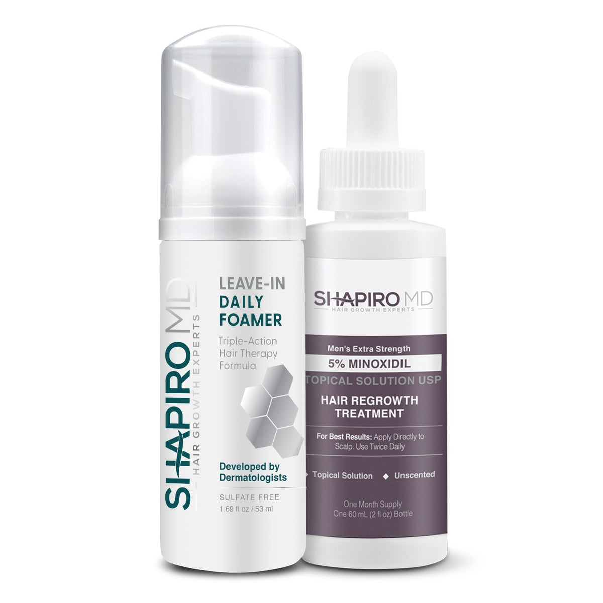 Men's Hair Regrowth Kit - 5% Minoxidil Foam & Serum