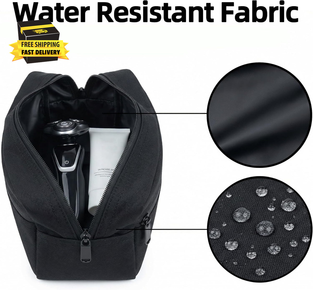 Water-Resistant Travel Toiletry Bag for Men & Women, Small Cosmetic Organizer