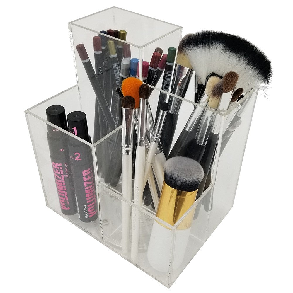 Rotating Acrylic Makeup Organizer Tray with Storage Bins