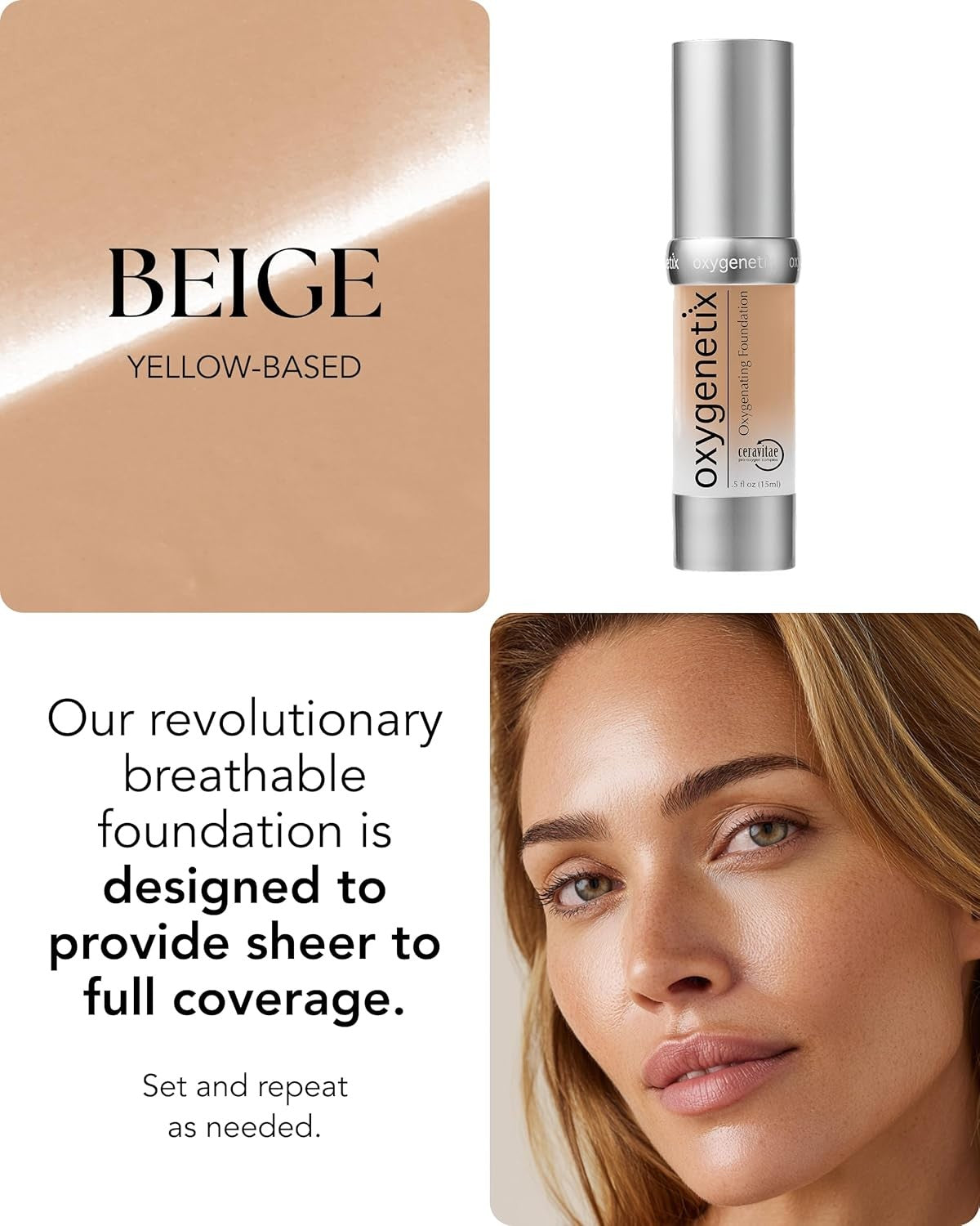 Oxygenating Foundation 15ml - Sensitive Skin, SPF 25, Beige