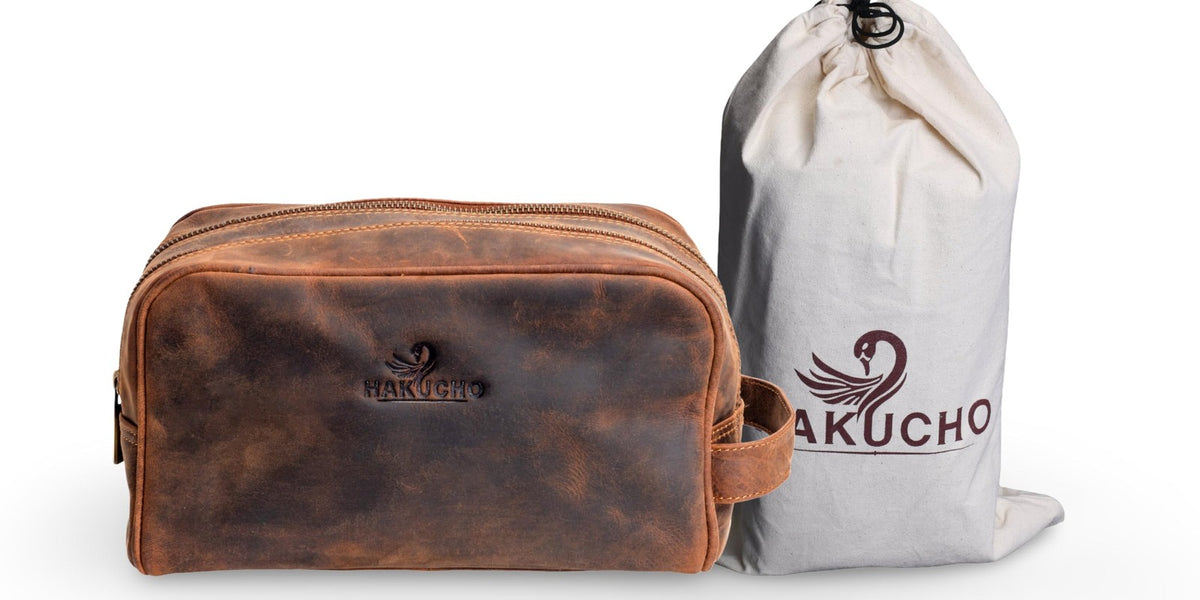 Leather Travel Toiletry Bag for Men Women Waterproof Organizer