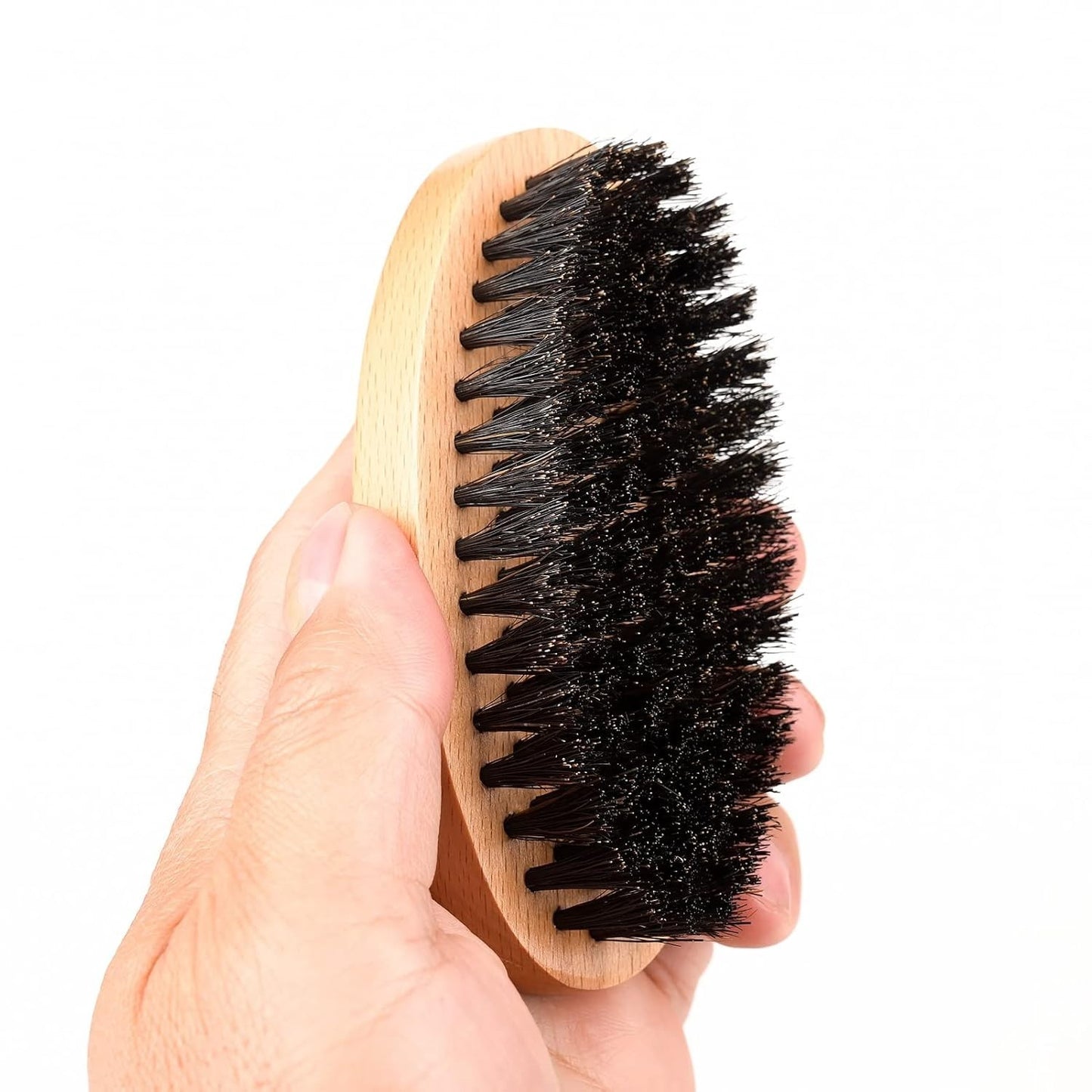 Men's Wooden Beard Brush Travel Size with Boar Bristles for Gentle Grooming
