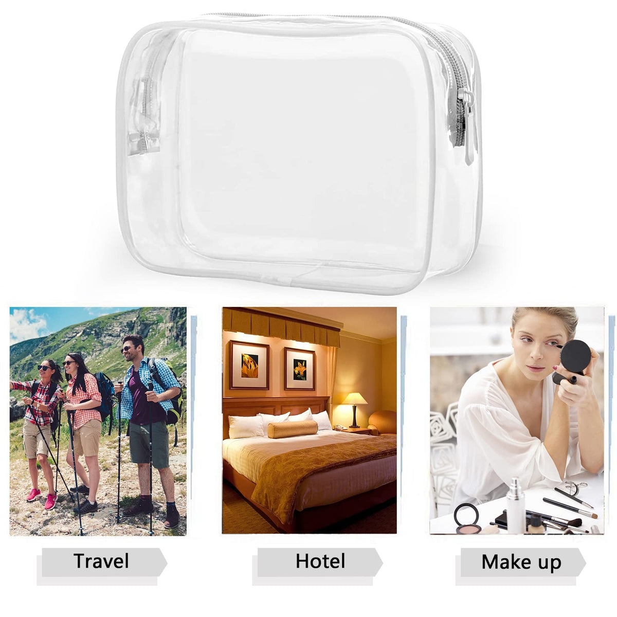 20 Pack Waterproof Clear Cosmetic Bags for Women and Men PVC Toiletry Organizer