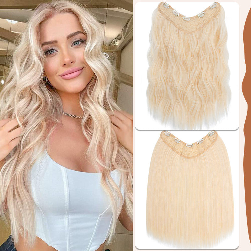 Clip-In Hair Extensions Full Head V-Shape 3/4 Thick Hairpieces with 5 Clips