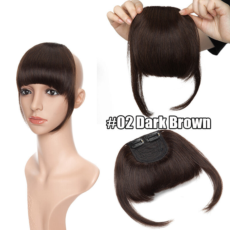 Women Remy Clip-In Hair Extensions Bangs Front Top Piece - Blonde & Dark Colors
