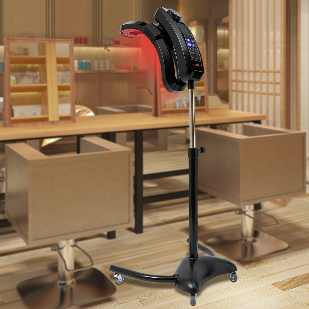 Rotating Hair Color Processor Heater Stand with Adjustable Dryer for Salon Spa