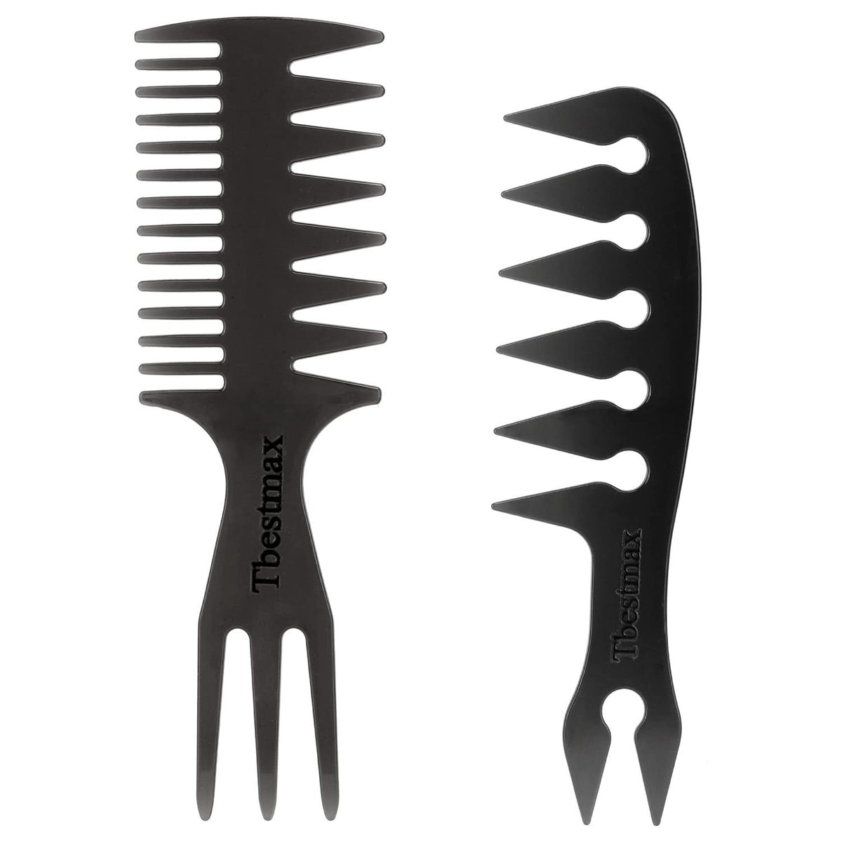 Hair Comb Styling Set Double-Side Tail Combs 2 Pieces - Black