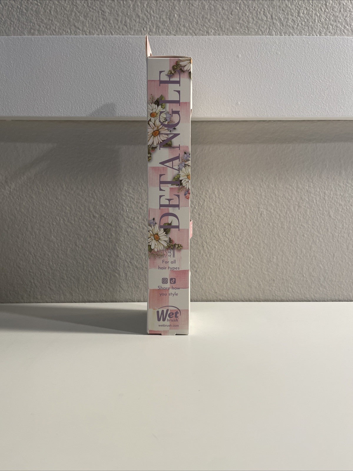 Wet Brush Detangler Hair Brush with Pink Rosy Check Pattern - New