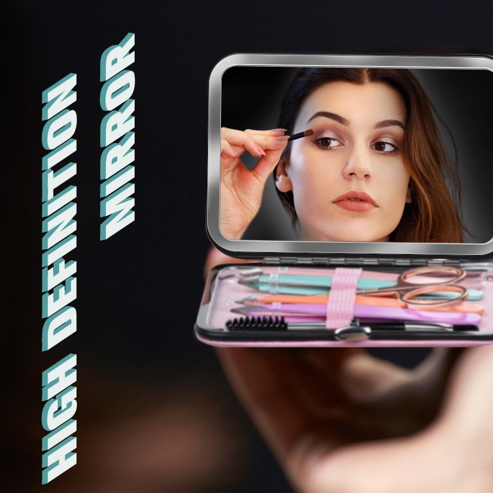 Facial Hair Tweezers Set for Women with Mirror - Precision Stainless Steel