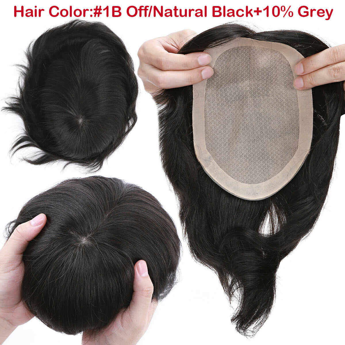 Men's Hair Replacement System Toupee with Skin-Like PU Base - Human Hair