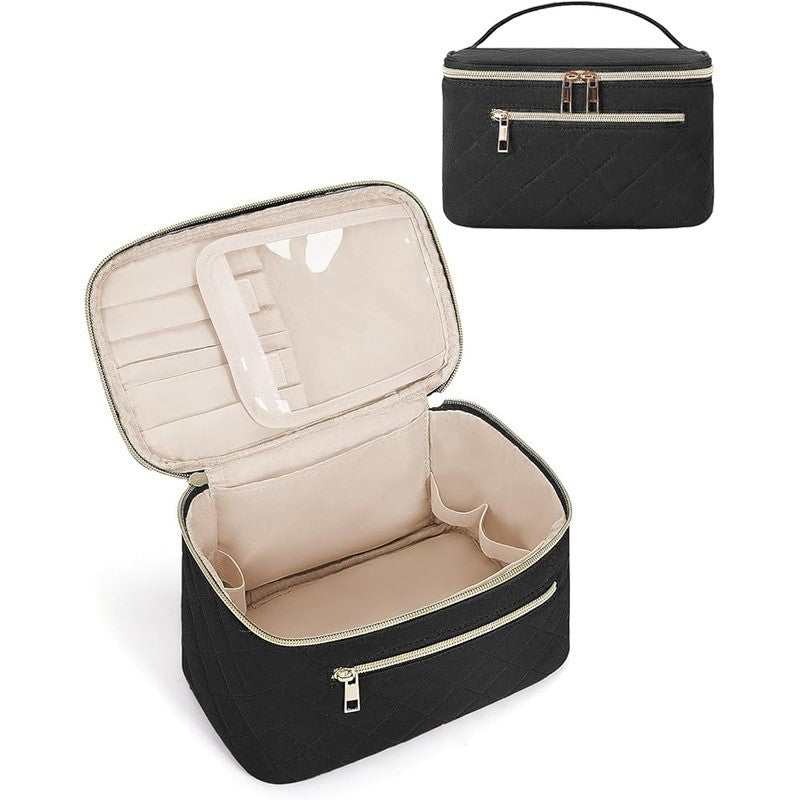 Travel Makeup Organizer Case with Padded Interior and Clear Cover - Women Gift
