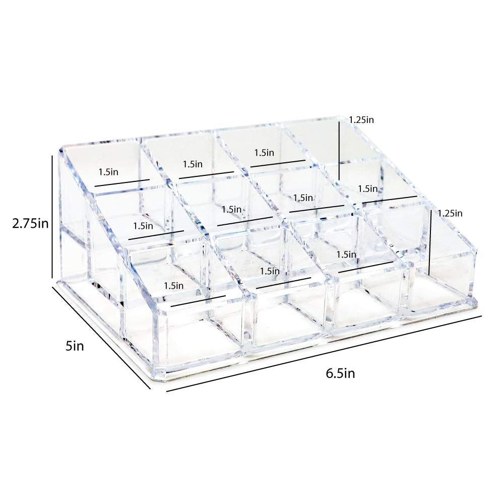 Acrylic Nail Polish Organizer 12 Compartments Makeup & Craft Storage