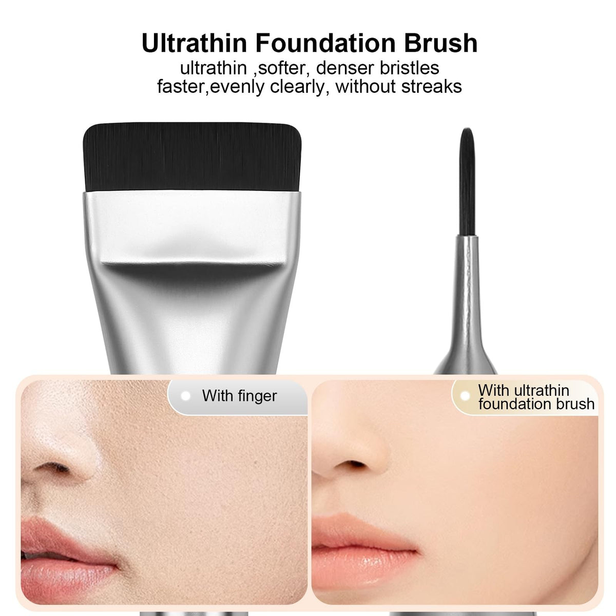 Flat Foundation Brush - Korean Makeup Spatula with Silver Handle
