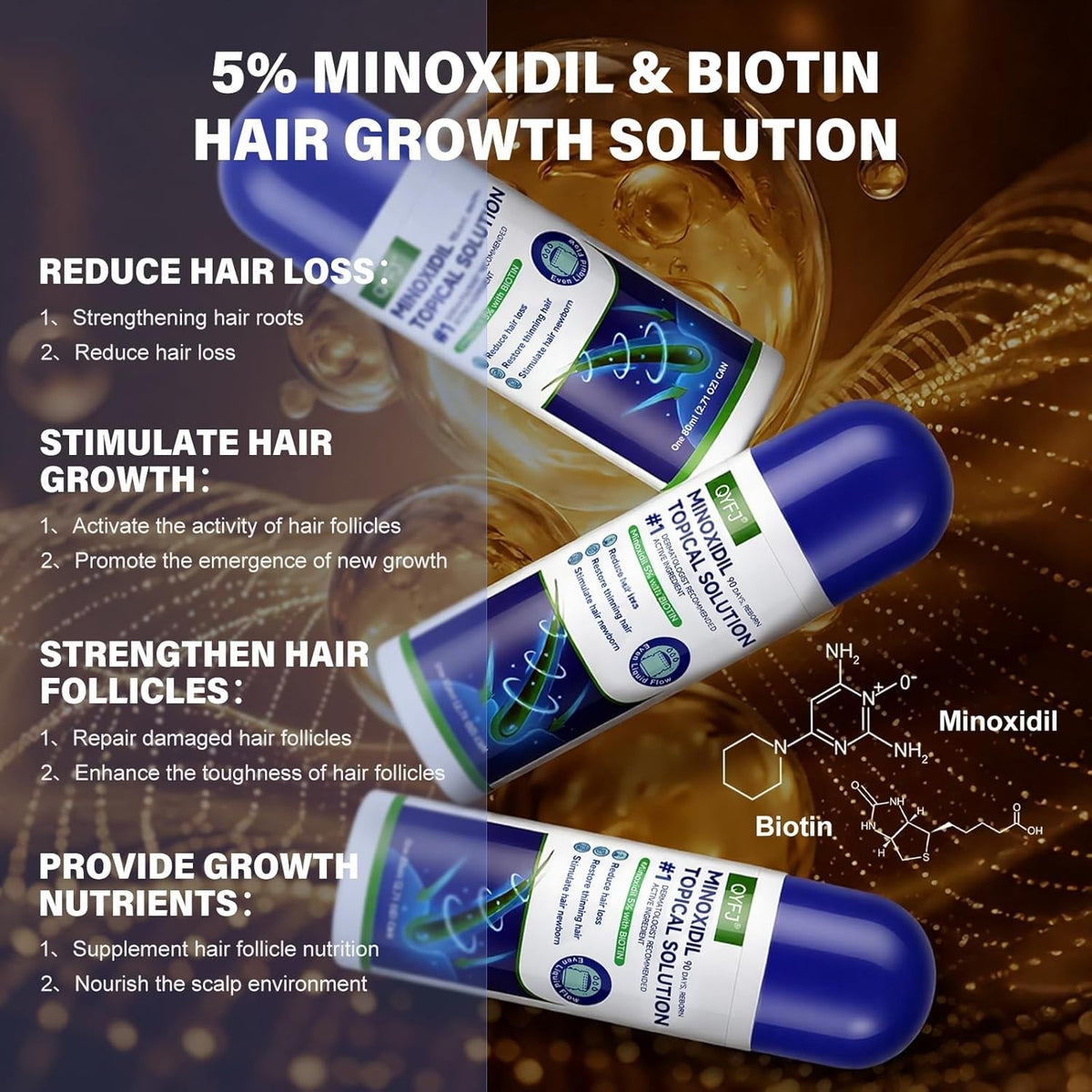 5% Minoxidil Hair Growth Serum for Men & Women - 3 Pack