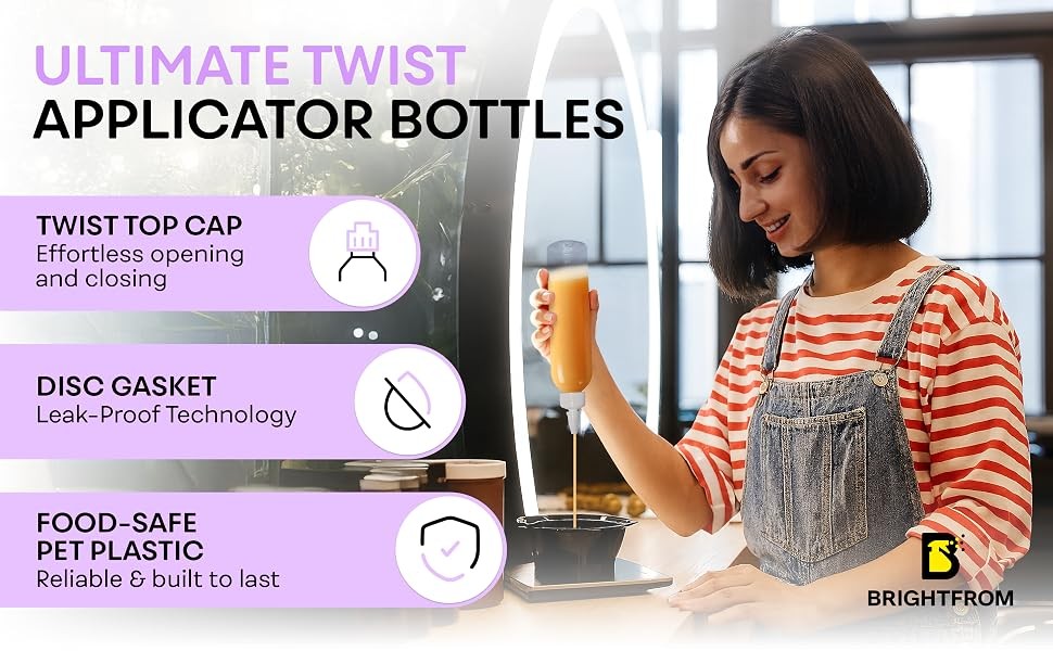 8 oz Twist Applicator Bottle - Clear, BPA Free Squeeze Bottle
