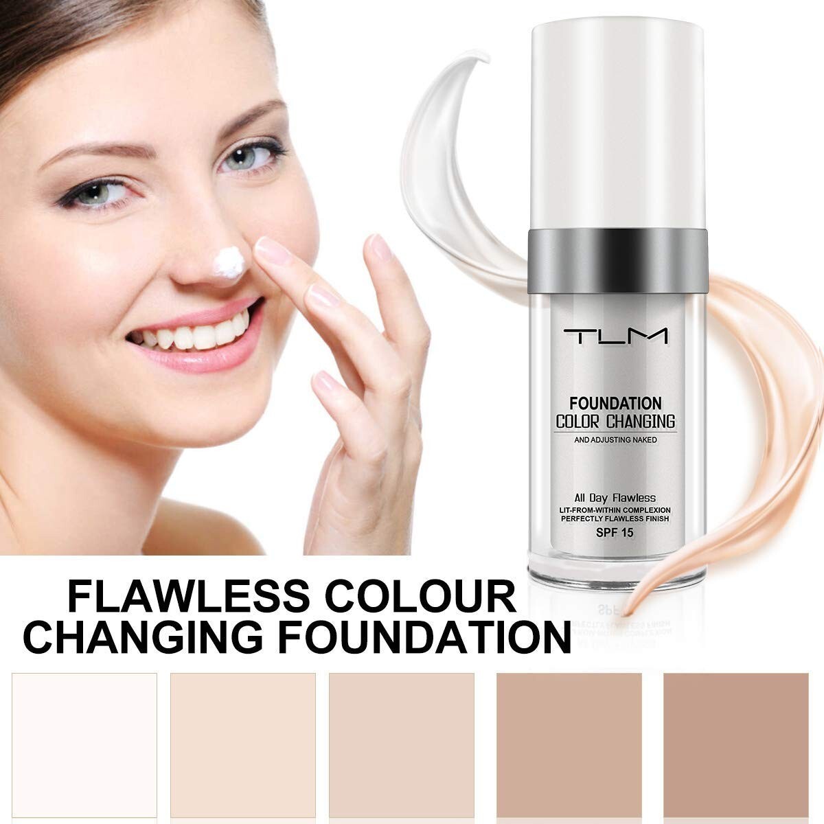 Color Changing Foundation Concealer Set - Flawless Skin Makeup with SPF 15