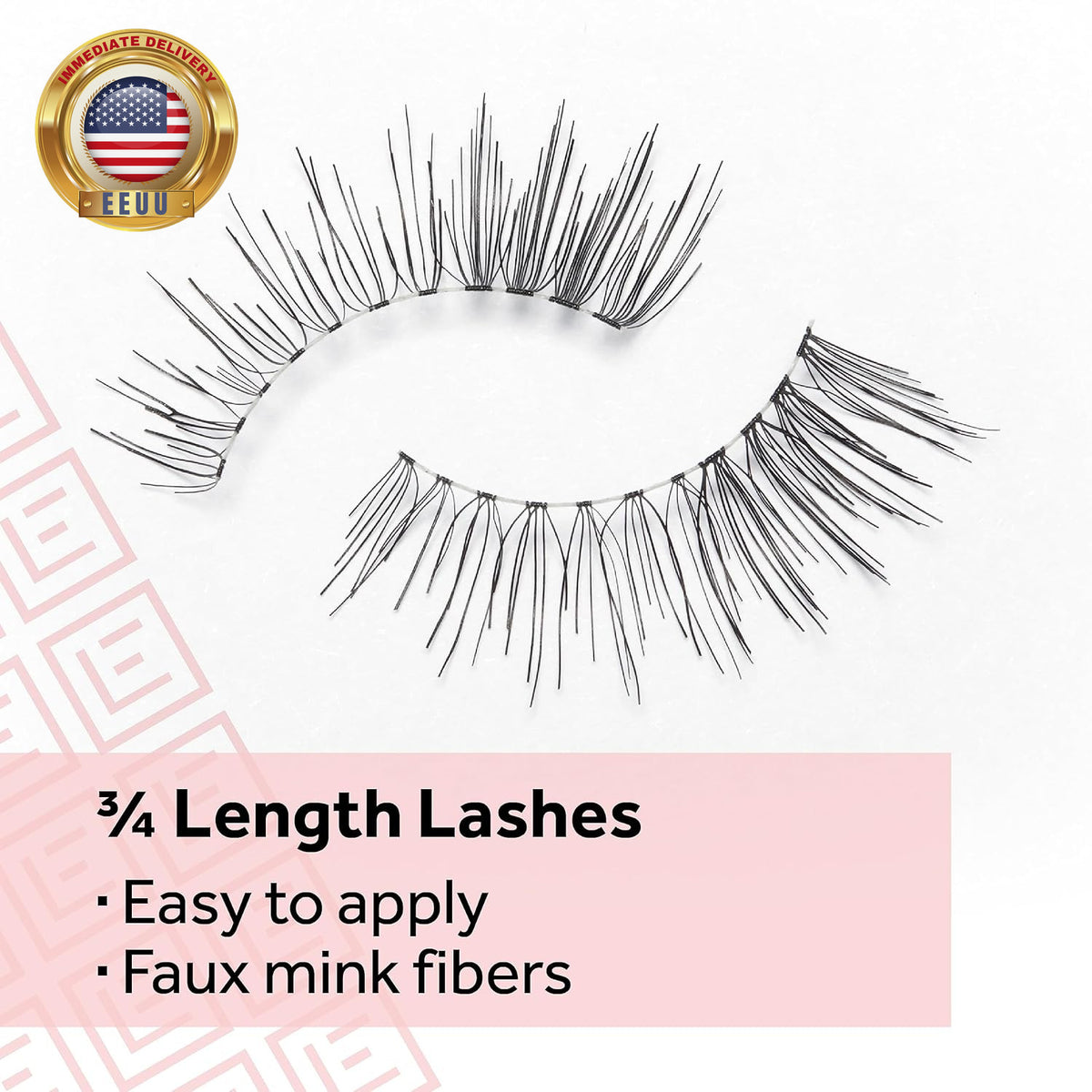 Reusable False Eyelashes with Clear Band and Adhesive - Natural Look, 1 Pair