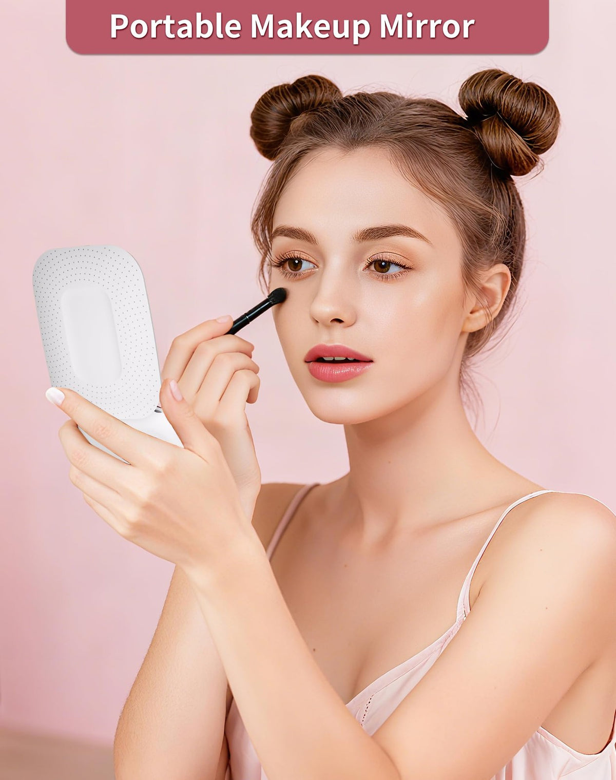 Rechargeable LED Compact Pocket Mirror with Light and 5X Magnification