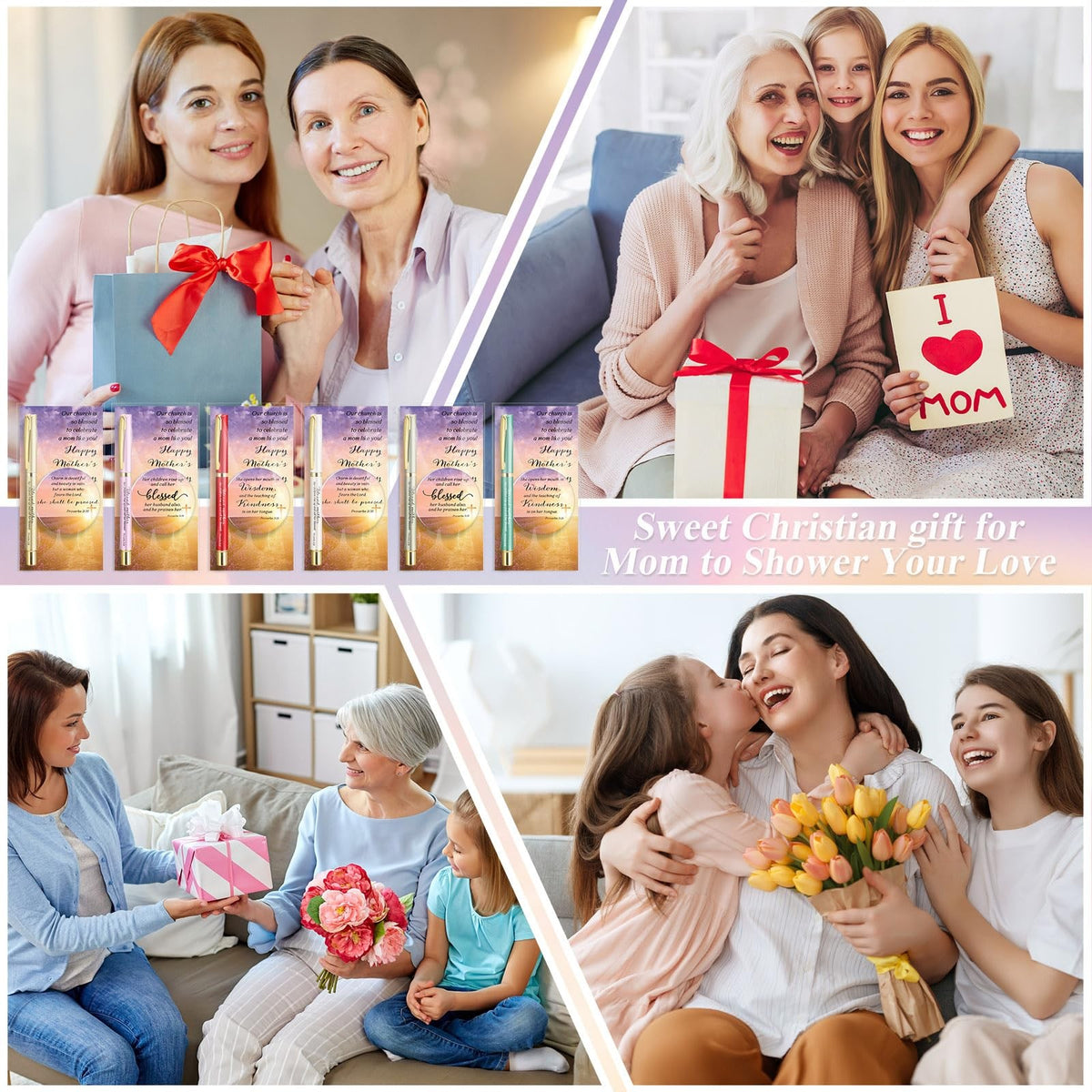 Christian Mother's Day Gift Set with Compact Mirror and Pen - Bulk 54 Pcs