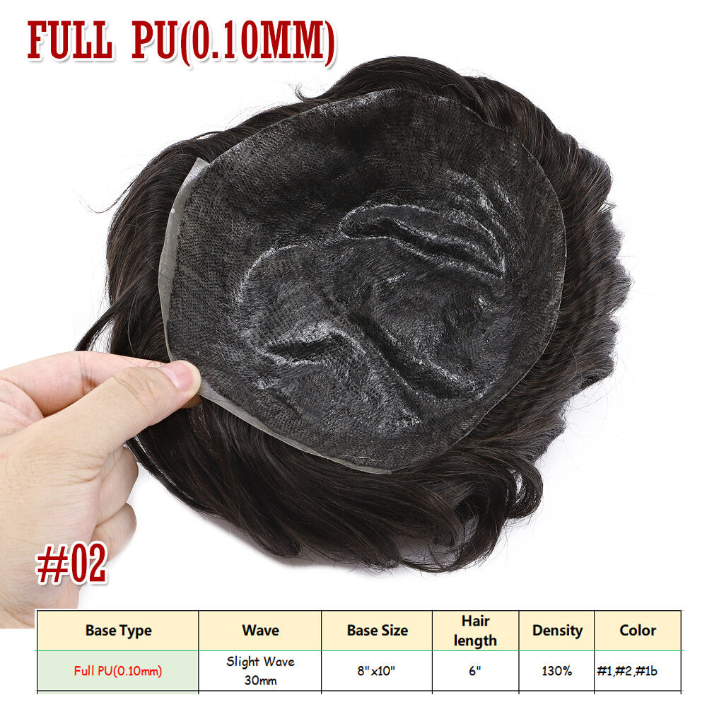 Men's Hair Replacement System Toupee Human Hair Skin V Loop - Natural-Looking Hairpiece