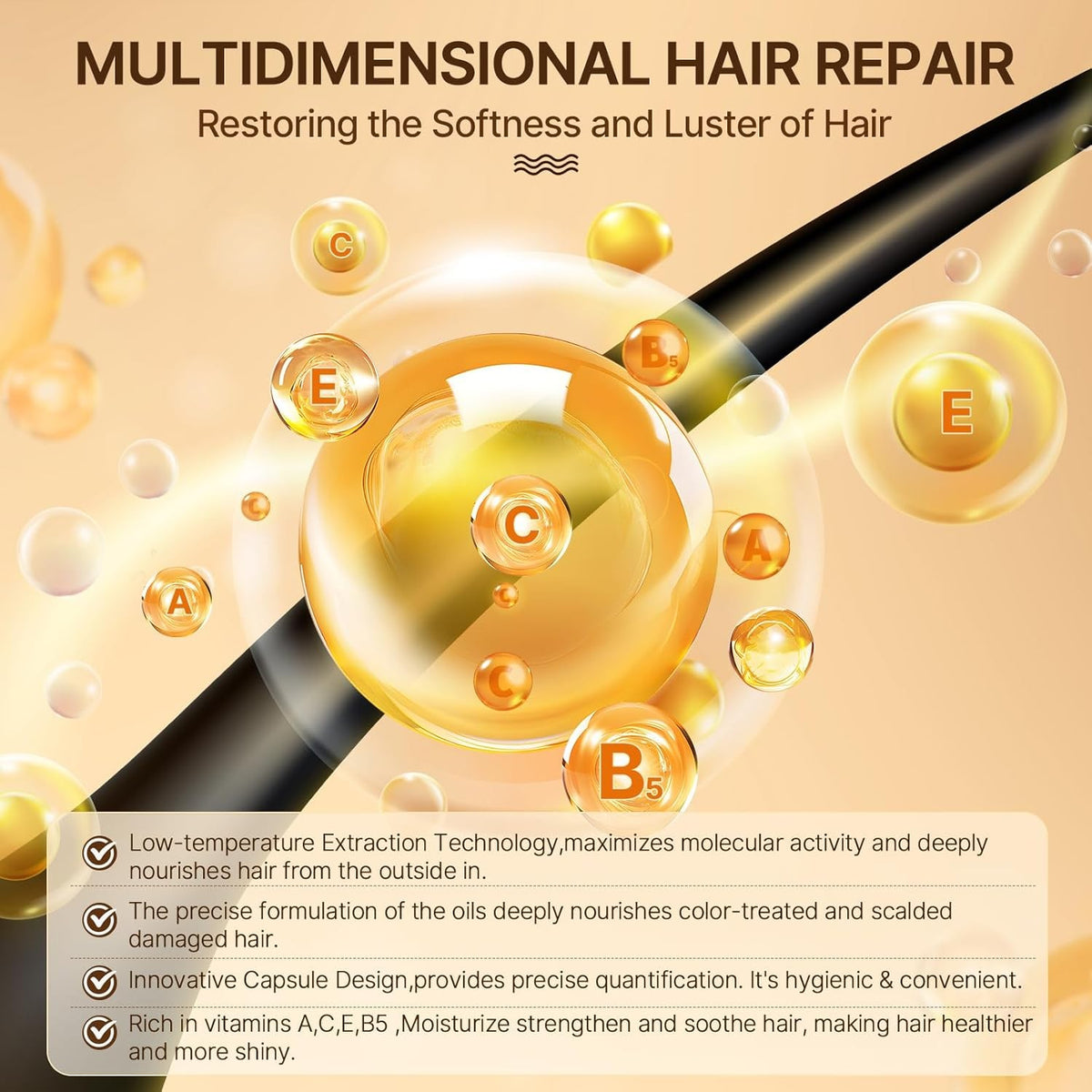Hair Treatment Serum Capsules with Argan Macadamia Avocado Oils & Vitamins