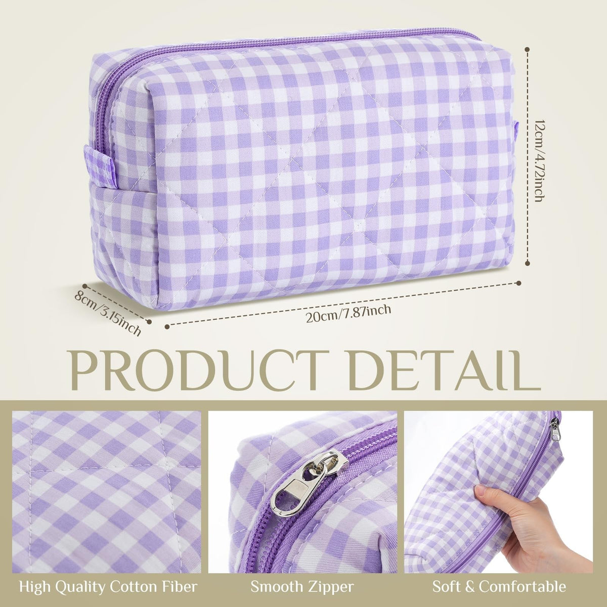 10 Pack Floral Quilted Makeup Bags Cotton Cosmetic Organizer Travel Pouch