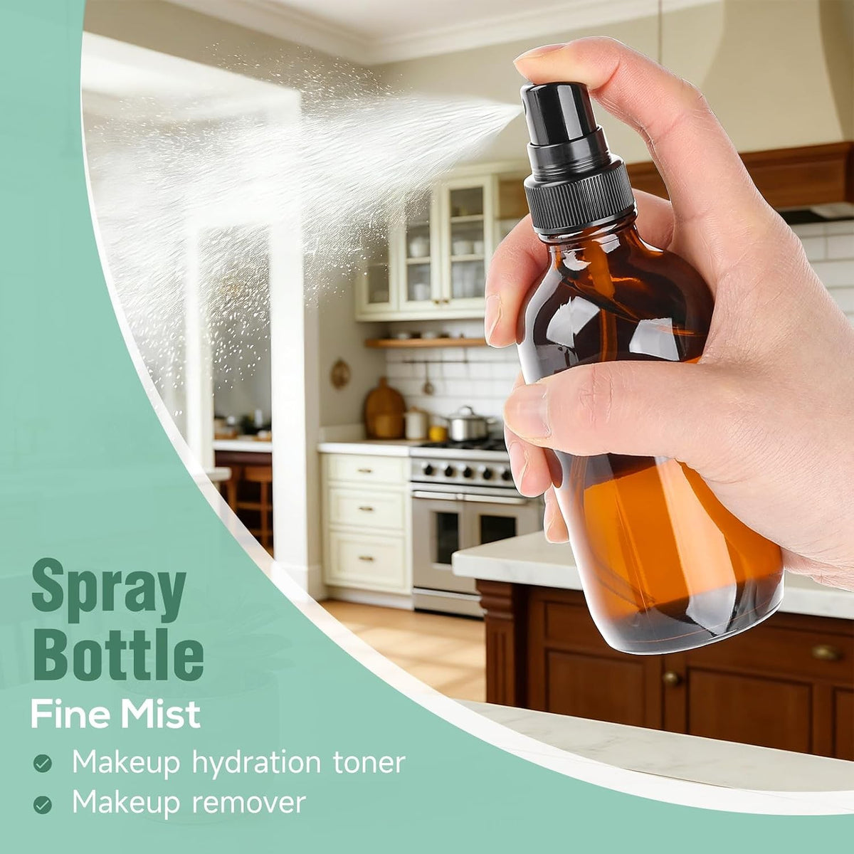4oz Amber Glass Spray Bottles Set of 4 – Empty Mist Sprayers with Nozzles, Funnels & Labels