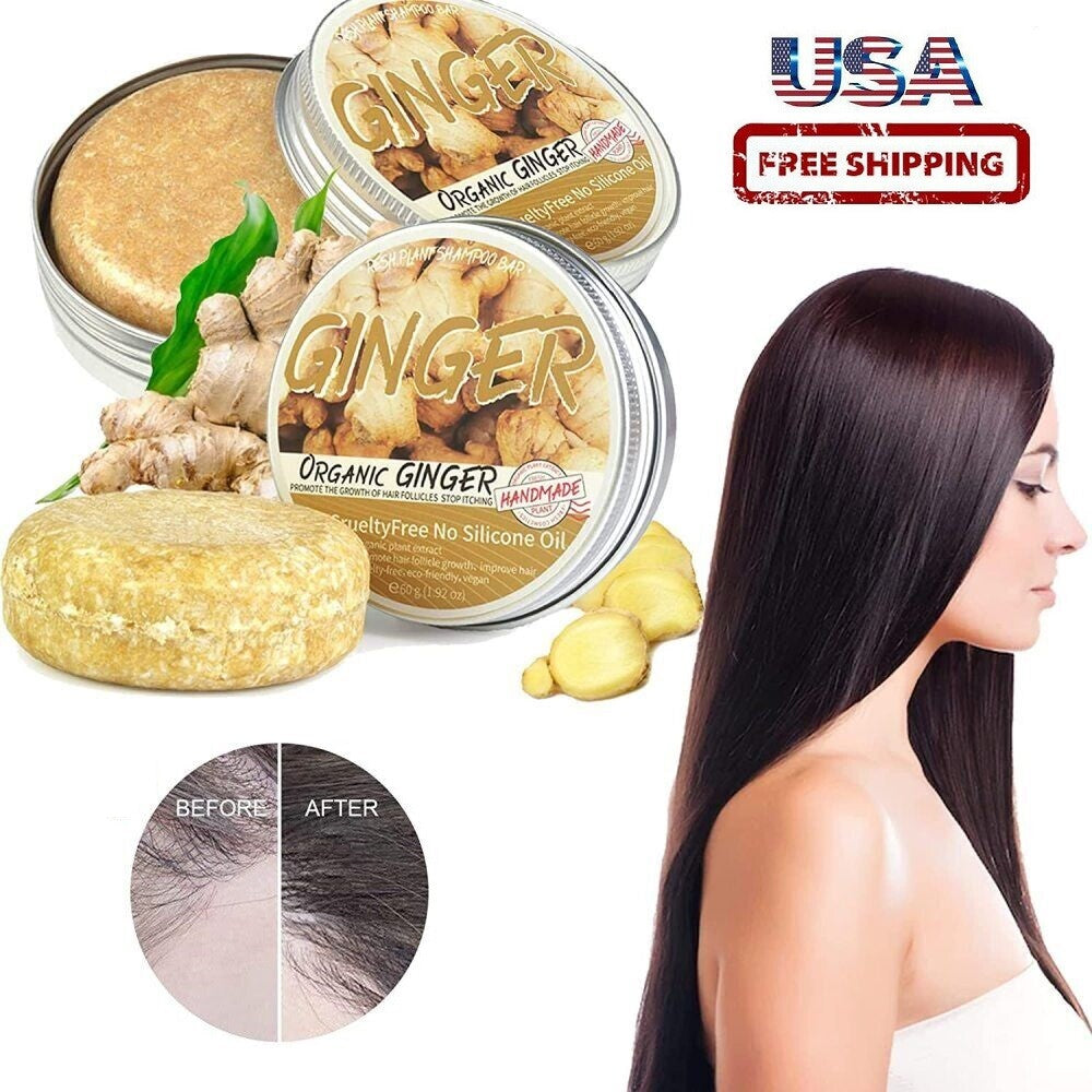 Organic Ginger Hair Regrowth Shampoo Bar for Hair Loss & Scalp Care