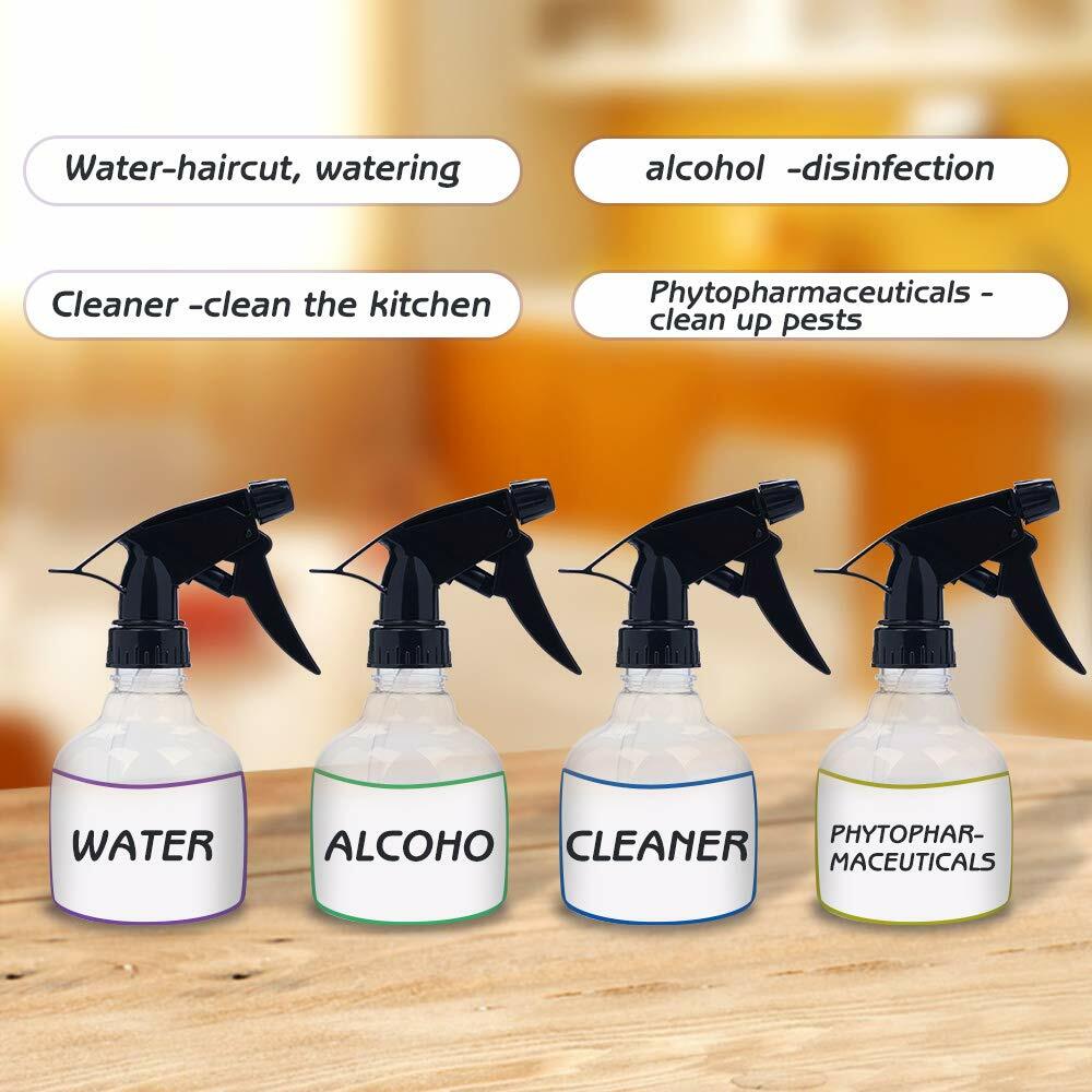 8oz Plastic Spray Bottles Set - Adjustable Water Spray for Plants, Hair, Cleaning