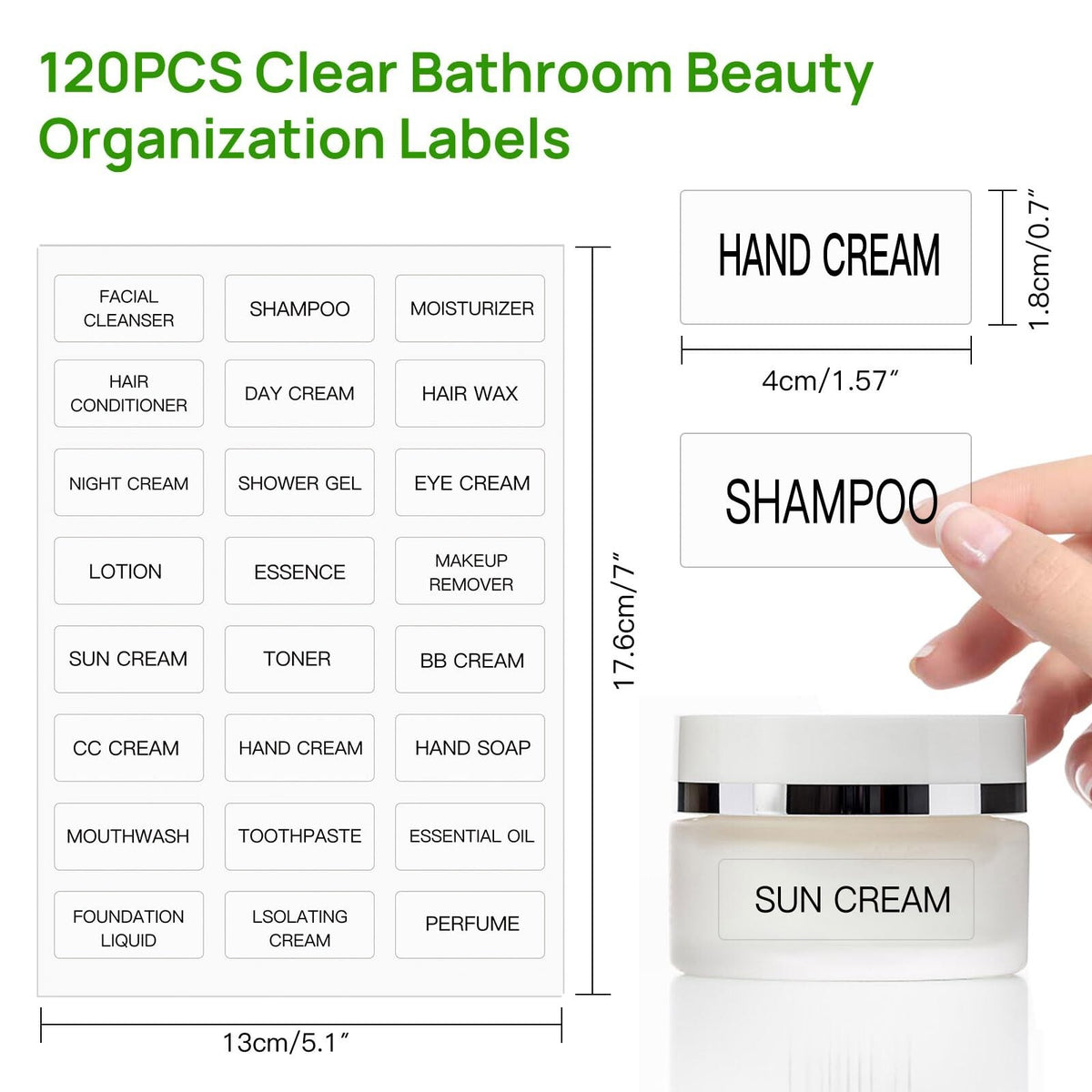 120 Waterproof Travel Toiletry Labels for Cosmetic Jars and Bottles
