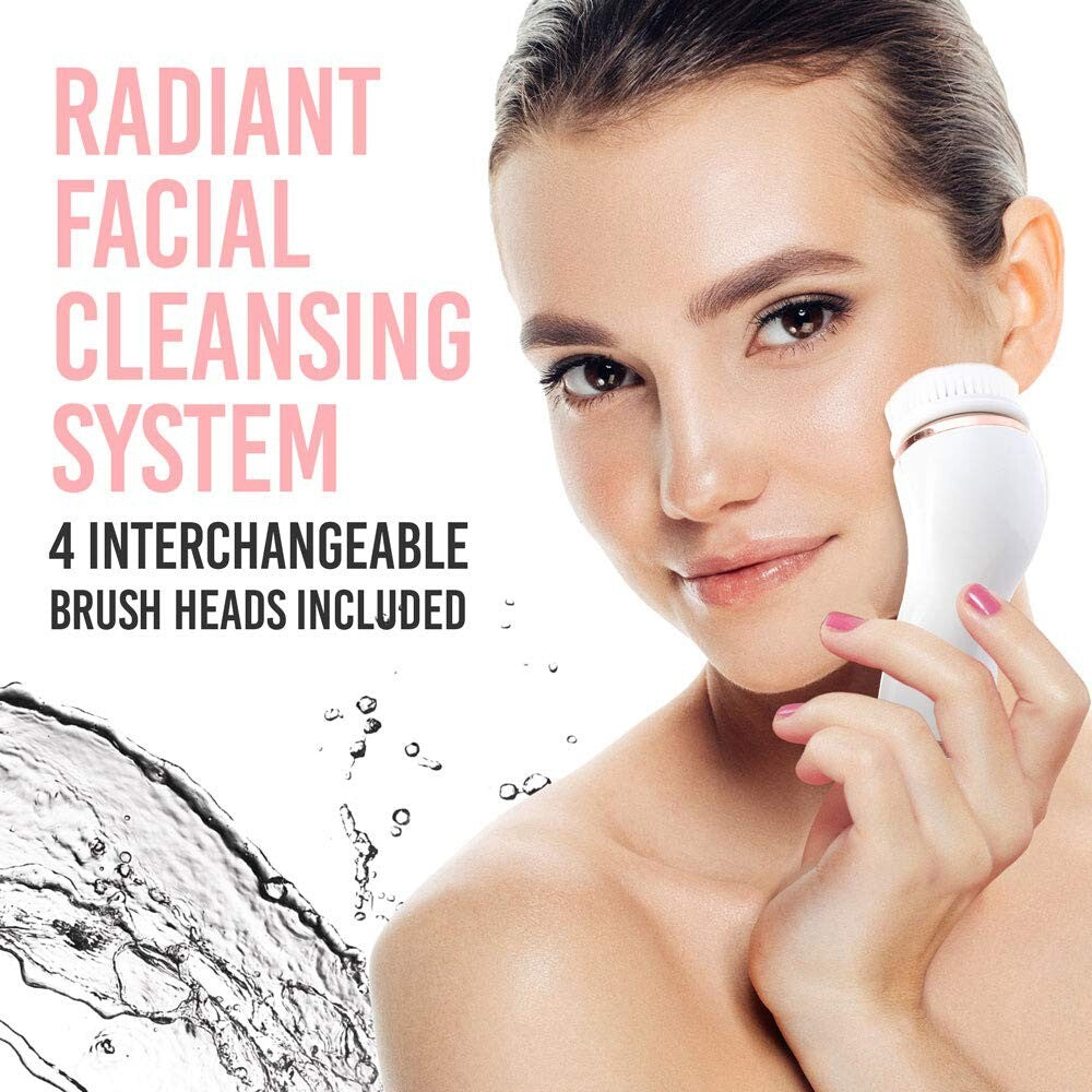 6-Piece Sonic Facial Cleansing System with Brush Heads - Deep Clean & Exfoliate